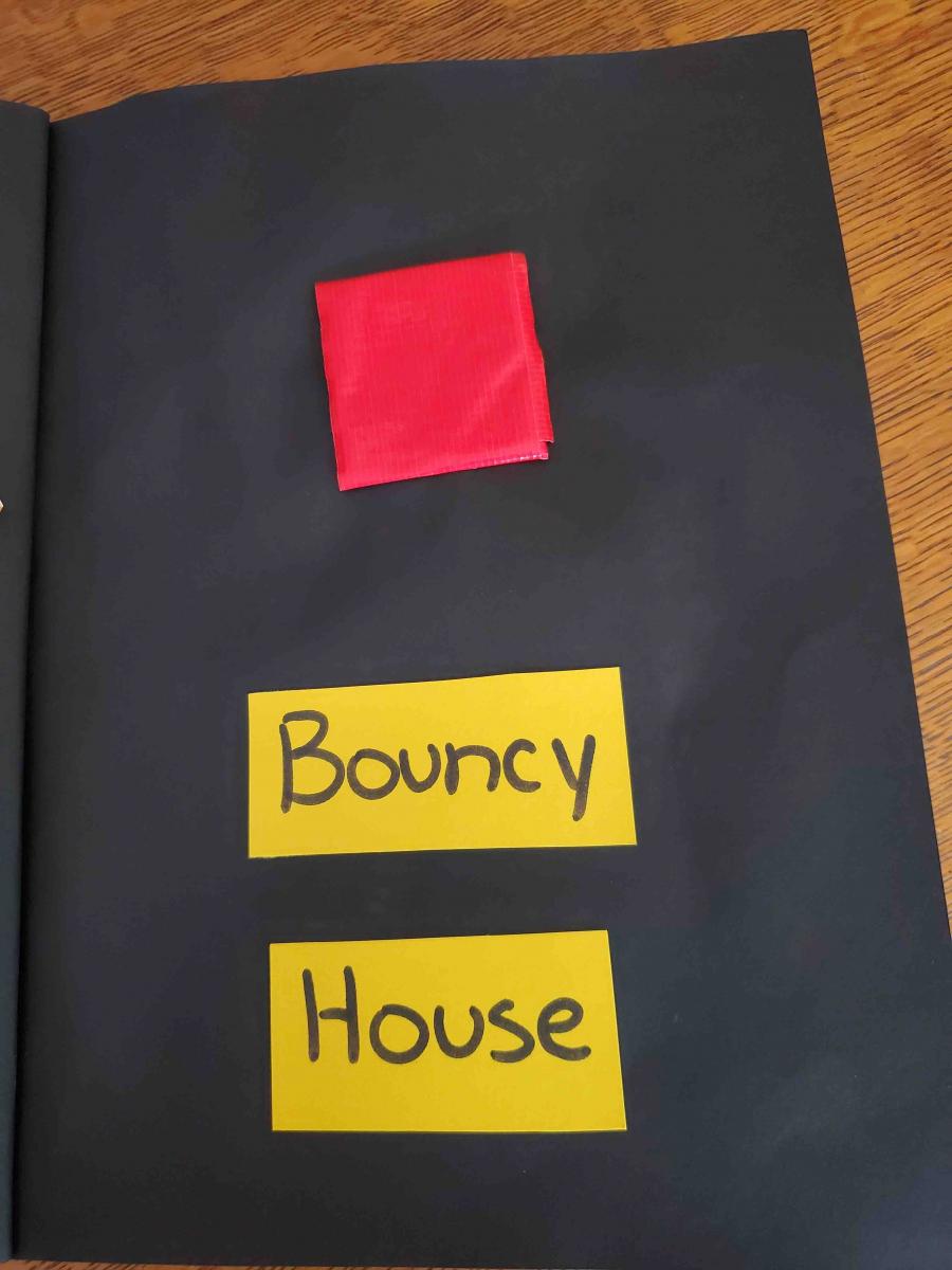 Nylon fabric and text "Bouncy House"