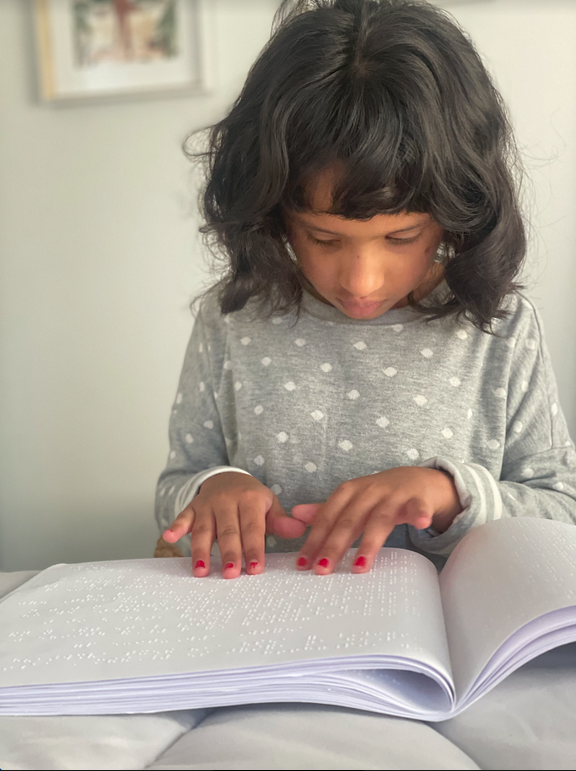 Ankitha reading braille