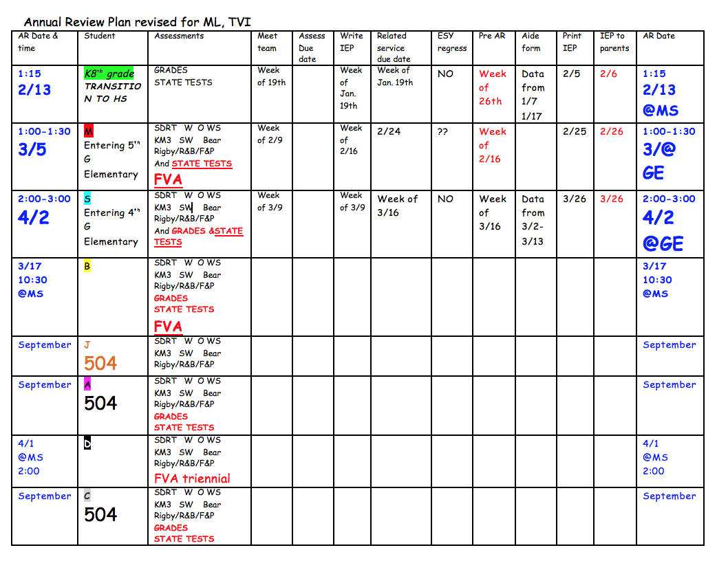 Annual Review plan