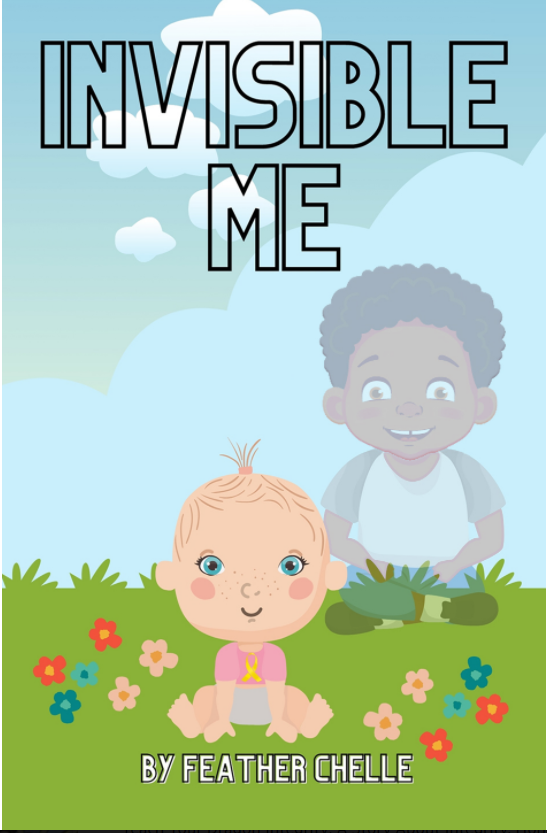 Invisible Me cover of the book with a baby girl with a shadow of her big brother 