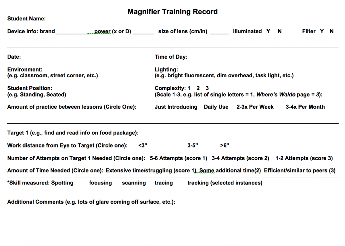 Magnifier Training Record