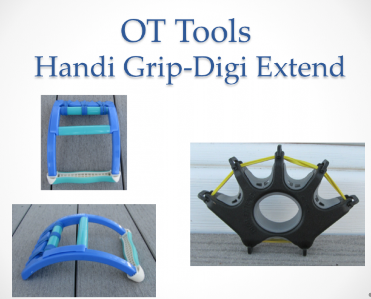 Slide showing OT tools Handi Grip-Digi Extend