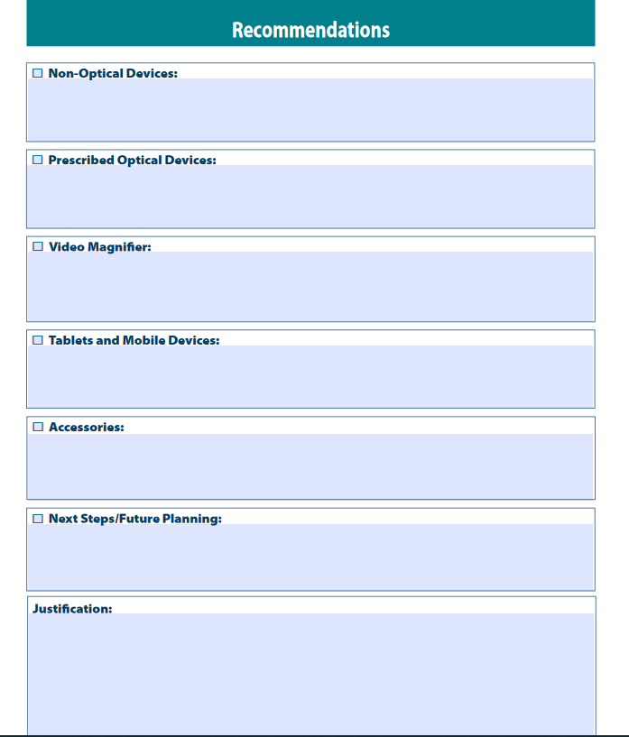 Recommendations page for the PaTTAN publication with sections for devices and magnifiers