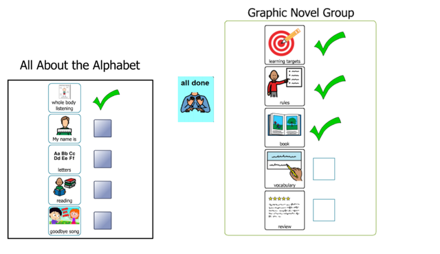 PECS communication options for All Abouth the Alphabet and Graphic Novel Group