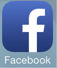 Application icon with blue box with white "f" and the text "Facebook"