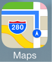 Application icon with a street map and text "Maps"