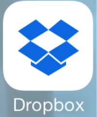 Application icon with a blue open box and text "Dropbox"