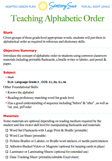 teaching alphabetic order