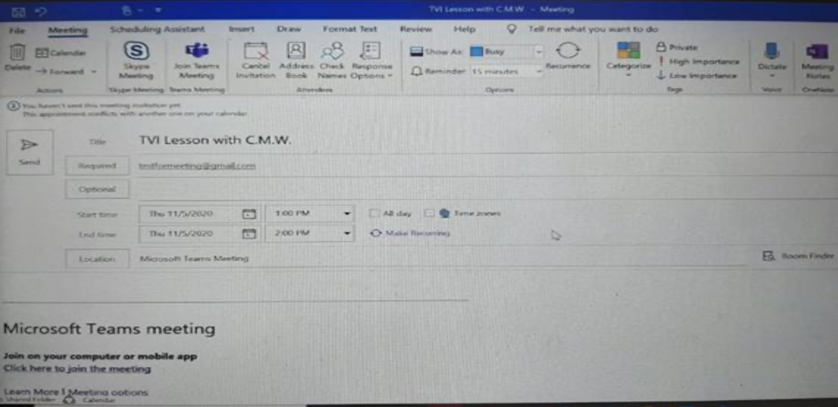 An invitation to join a Microsoft Teams meeting
