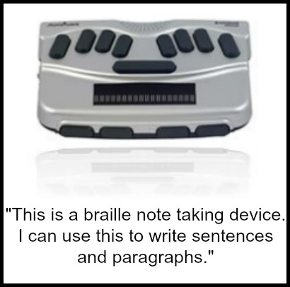 braille note and quotation from student