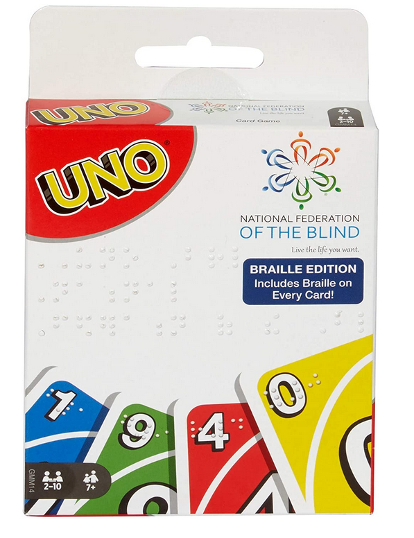 Uno cards in braille and print