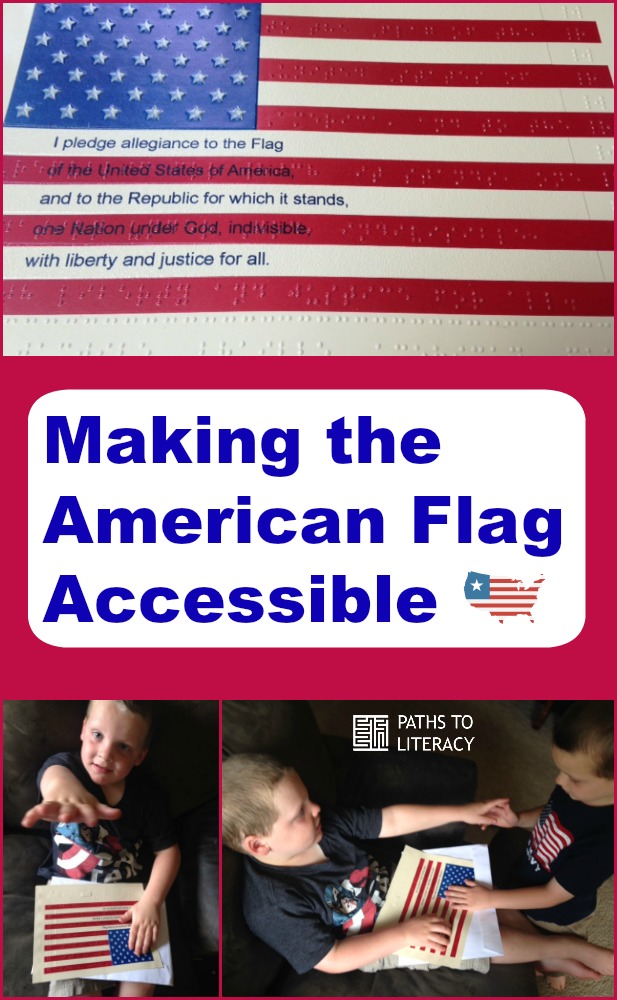 Pinterest collage of tactile American flag with braille