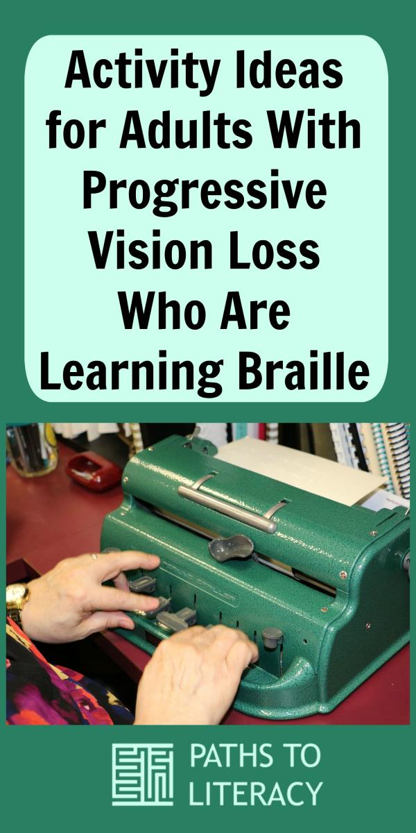 Collage of activity ideas for adults learning braille