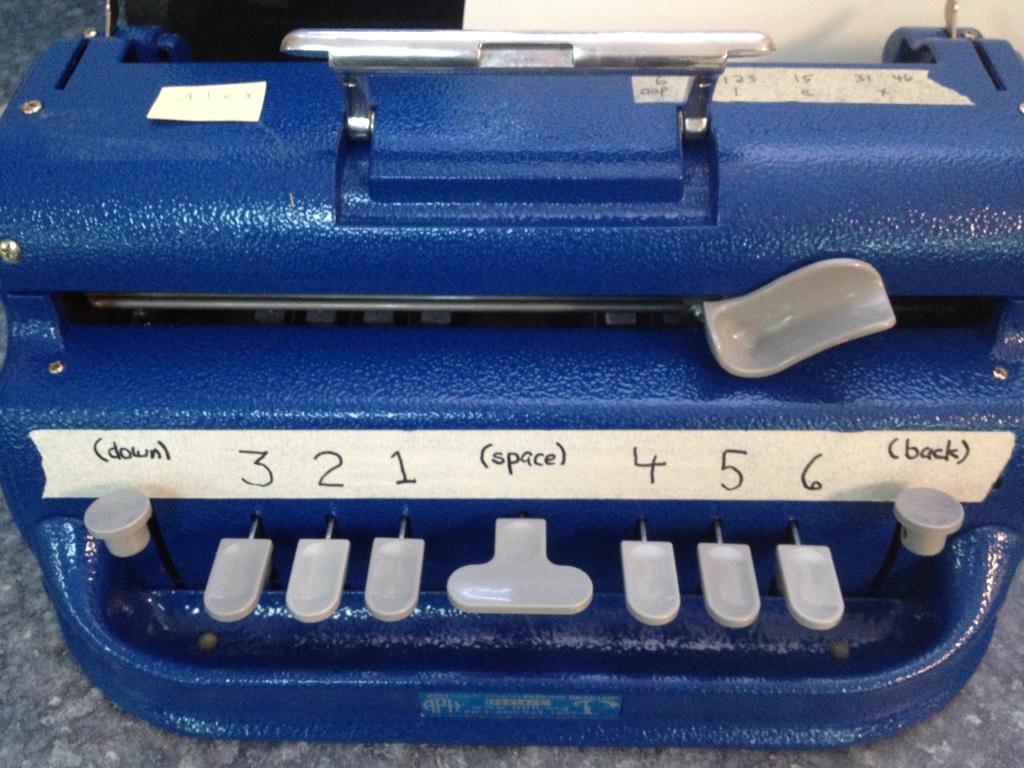 Braille writer with labeled keys