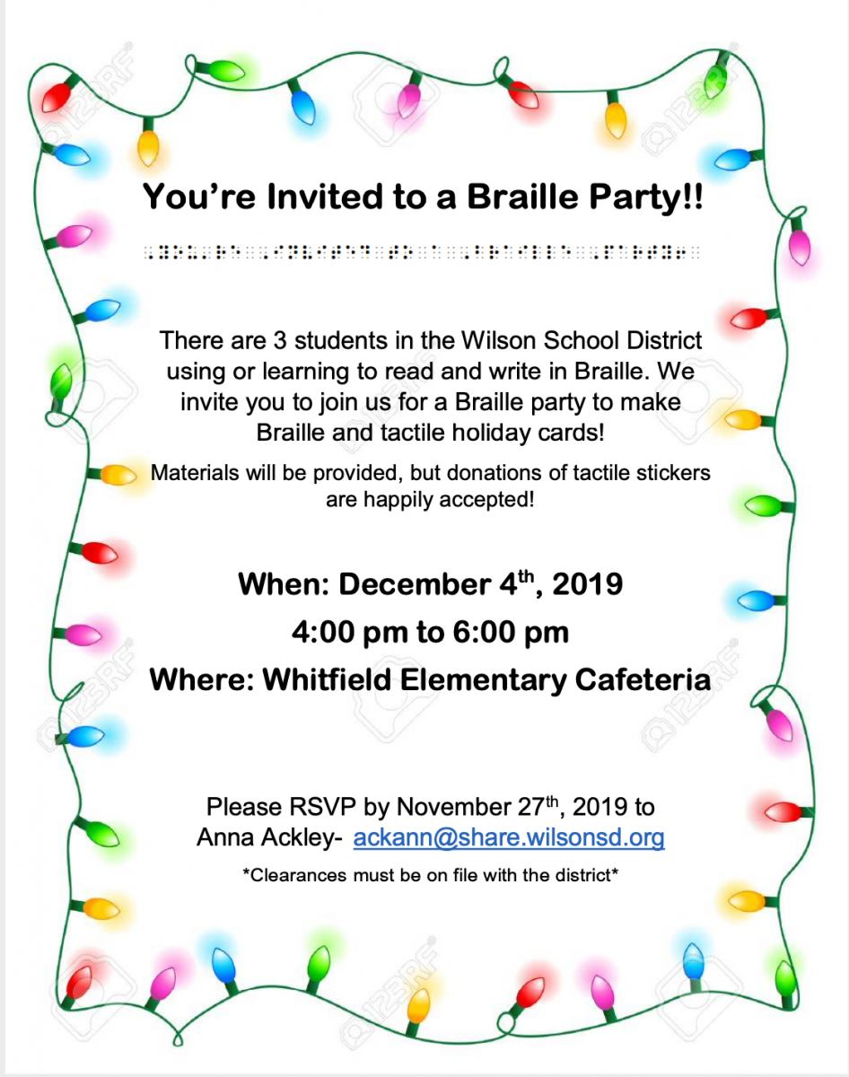 Braille Party invitation