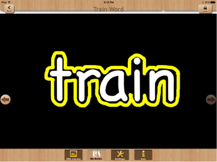 The word "train" with bubble outline in yellow