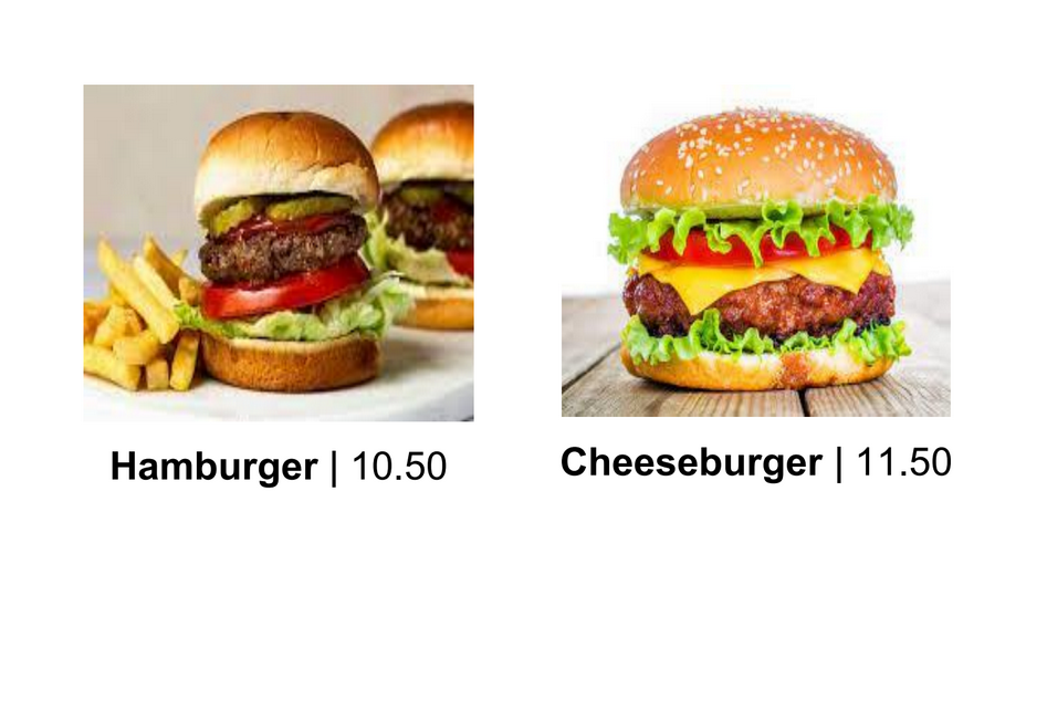 Hamburger and cheeseburger