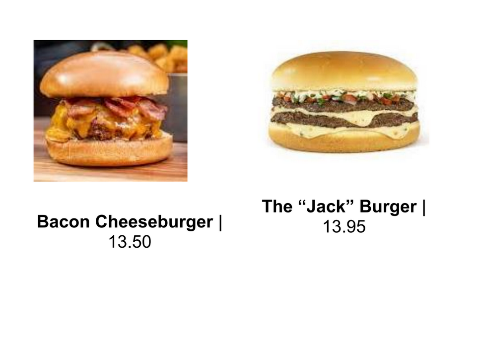 Bacon cheeseburger & "Jack" burger