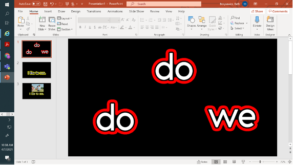 Screenshot of the word "do" appearing twice and "we" once with red bubbling