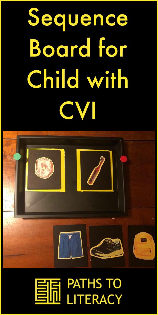 Collage of sequence board for child with CVI
