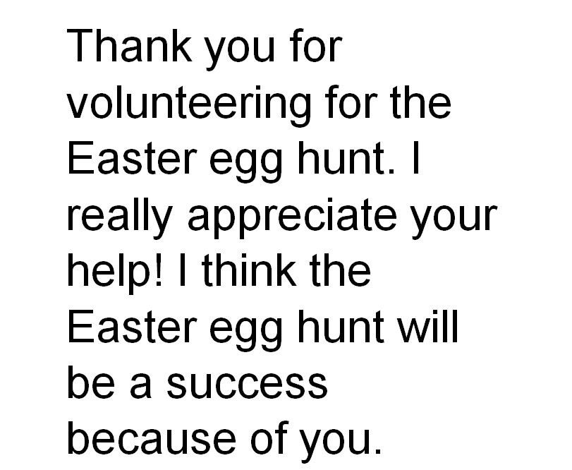 a thank you message to volunteers