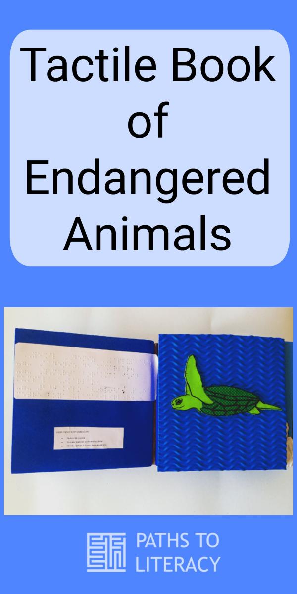 Collage of tactile book of endangered animals