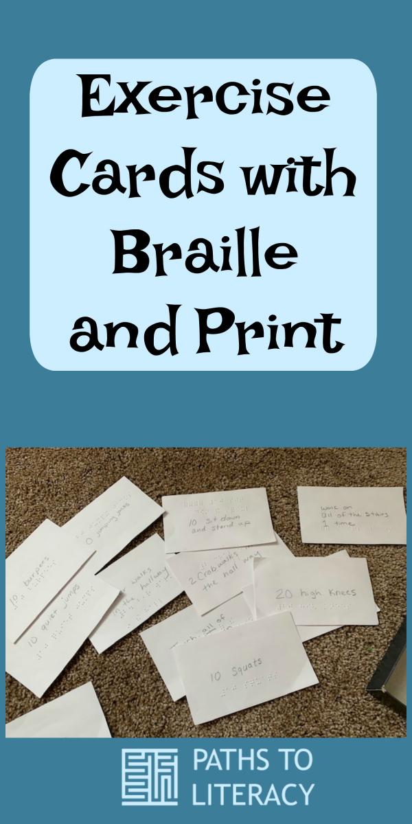 Collage of Exercise cards in print and braille