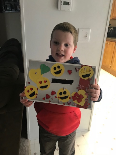 Liam with finished Valentines Box