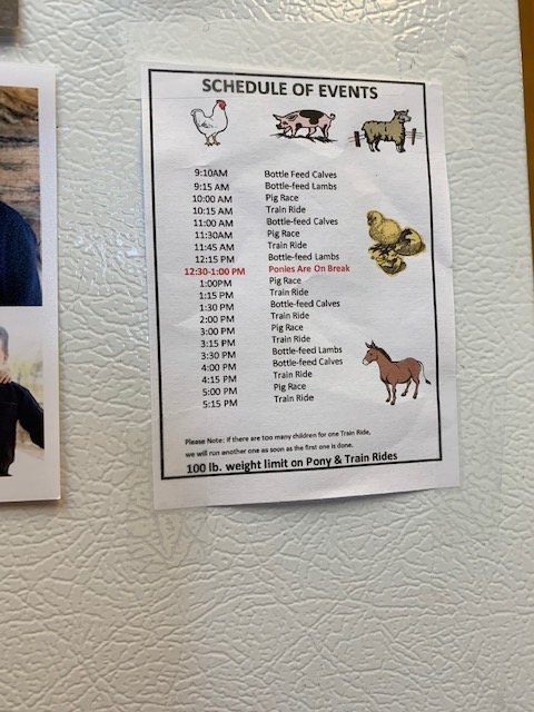 Schedule of events in print