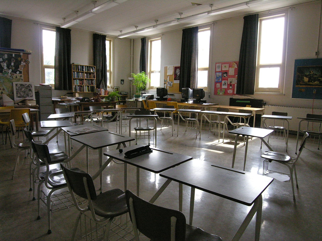 Glare on classroom desks