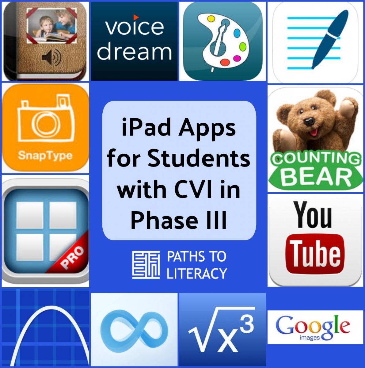 Collage of iPad apps for students with CVI in Phase III