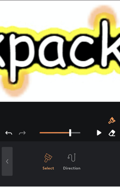 Screen shot of middle of the word "backpack" with the top of the letter k and the bottom of the letter p selected.
