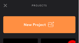 Orange banner with text "New Project"