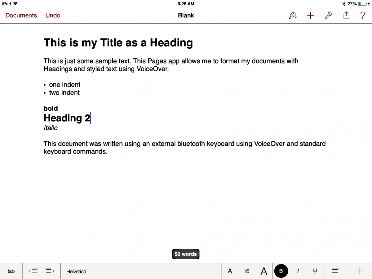 image of ios pages document with formatting