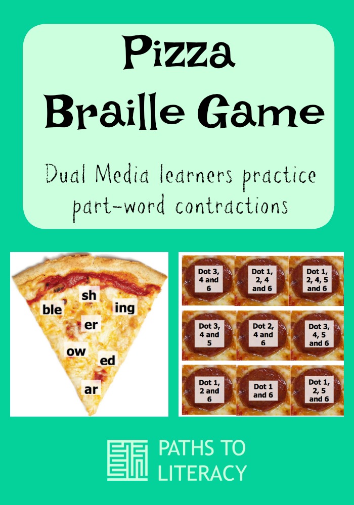 Collage of pizza braille game