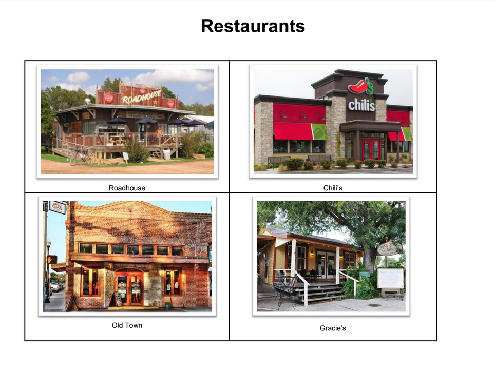Four different restaurants