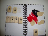 Notebook with braille letters to make rhyming words