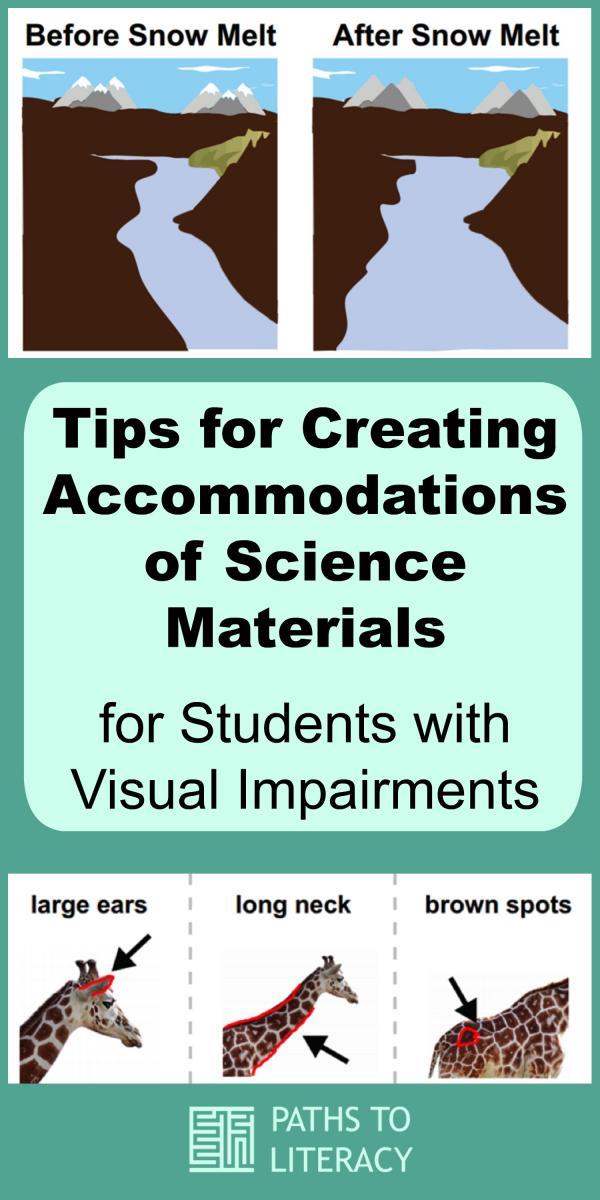 Collage of Tips for creating accommodations of science materials