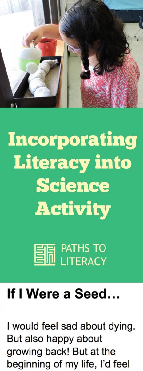 Pinterest collage for incorporating literacy in science activity