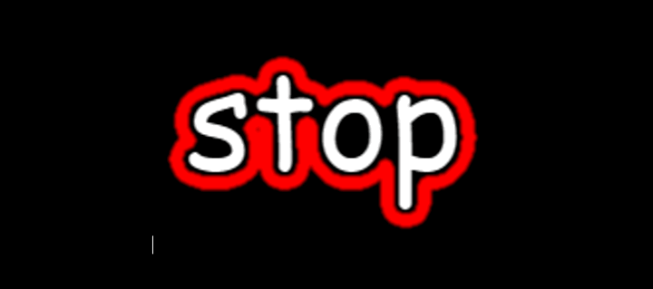 Gif of "stop" with red bubble lettering