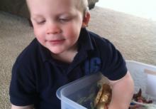 Boy explores a storybox