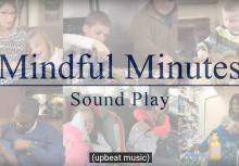 Mindful Minutes Sound Play title with faded pictures of children with their familes