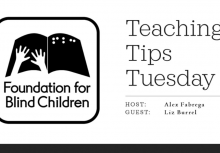 Teaching tip tuesday braille and autism title with hands over a book