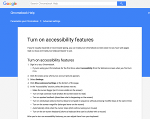 Set up accessibility features in Chromebook