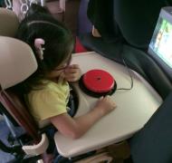 Young girl uses a switch while looking at the computer