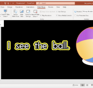 "I see the ball," with yellow outline and picture of beachball