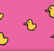 Pink background with yellow ducks