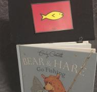 Bear and Hare book with picture symbol of fish