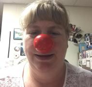 Teacher wearing a red nose