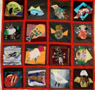 Tactile quilt with imaginary animals